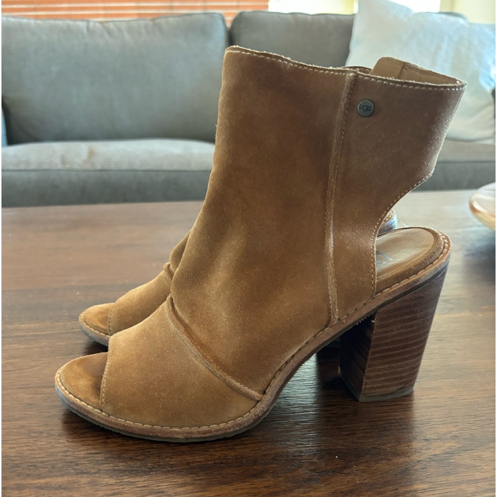 Ugg suede size 7.5 open-toe boots/heels...
